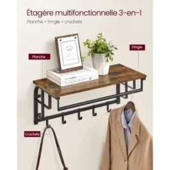 VASAGLE Wandgarderobe Mit Ablage, Wandregal, Mit 5 Abnehmbaren Haken, LCR12BX Von SONGMICS -Songmics Verkaufsgeschäft 9487727 3