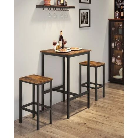 Songmics VASAGLE Bartisch Mit Barhocker-Set, Esstisch Mit 2 Stühlen, Küchentisch Klein 60 X 60 X 90 Cm, Barstühle Je 30 X 40 X 65 Cm, Für Esszimmer, Küche, Industrie-Design, Vintagebraun-schwarz 1 Songmics VASAGLE Bartisch Mit Barhocker-Set, Esstisch Mit 2 Stühlen, Küchentisch Klein 60 X 60 X 90 Cm, Barstühle Je 30 X 40 X 65 Cm, Für Esszimmer, Küche, Industrie-Design, Vintagebraun-schwarz