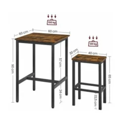 Songmics VASAGLE Bartisch Mit Barhocker-Set, Esstisch Mit 2 Stühlen, Küchentisch Klein 60 X 60 X 90 Cm, Barstühle Je 30 X 40 X 65 Cm, Für Esszimmer, Küche, Industrie-Design, Vintagebraun-schwarz 7 Songmics VASAGLE Bartisch Mit Barhocker-Set, Esstisch Mit 2 Stühlen, Küchentisch Klein 60 X 60 X 90 Cm, Barstühle Je 30 X 40 X 65 Cm, Für Esszimmer, Küche, Industrie-Design, Vintagebraun-schwarz -Songmics Verkaufsgeschäft 94993608 4