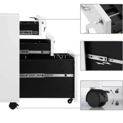 Songmics Rollcontainer OFC010W01, Metall, Weiß, Mit 2 Schüben Und Hängeregistratur, Abschließbar -Songmics Verkaufsgeschäft 95158f1099955897e48383faa7ed68afa4e983ba rollcontainer songmics ofc010w01 metall weiss