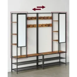 Songmics Garderobenständer Garderobe, Mit Schuhbank, 35 X 98 X 182 Cm,, Vintagebraun-Schwarz, HSR420B01 -Songmics Verkaufsgeschäft 95641943 4