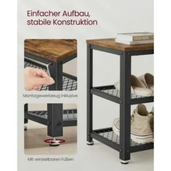 Songmics Vintage Schuhregal, Schuhbank Zum Sitzen, Schuhablage Mit 3 Ebenen, Holzoptik, Metallrahmen, Für Eingangsbereich, Diele, Wohnzimmer, LBS73X 7 Songmics Vintage Schuhregal, Schuhbank Zum Sitzen, Schuhablage Mit 3 Ebenen, Holzoptik, Metallrahmen, Für Eingangsbereich, Diele, Wohnzimmer, LBS73X -Songmics Verkaufsgeschäft 9578900 3