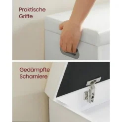 VASAGLE Schuhbank Mit 3 Fächern, Sitzbank 80 X 30 X 44 Cm, Gepolstert Bis 150 Kg Belastbar, Stauraum Unter Der Sitzfläche, Maximale Belastbarkeit 150 Kg, Weiß Von SONGMICS SHL30W -Songmics Verkaufsgeschäft 96690787 4