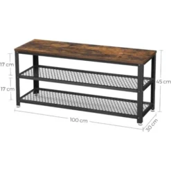 VASAGLE Schuhbank, Schuhregal Mit 2 Ablagen, Schuhorganizer, 100 X 30 X 45 Cm, Für Eingangsbereich, Flur, Wohnzimmer, Metallgestell, Industrie-Design, Vintagebraun-schwarz Von SONGMICS LBS078B01 -Songmics Verkaufsgeschäft 96690789 5