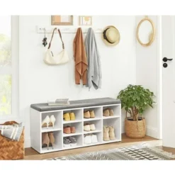 Songmics VASAGLE Schuhbank, Schuhregal, Schuhaufbewahrung, Sitzbank, 10 Fächer, Mit Polsterung, Für Den Eingangsbereich, Flur, Schlafzimmer, 104 X 30 X 48 Cm, Weiß SHL10WT -Songmics Verkaufsgeschäft 96690802 3