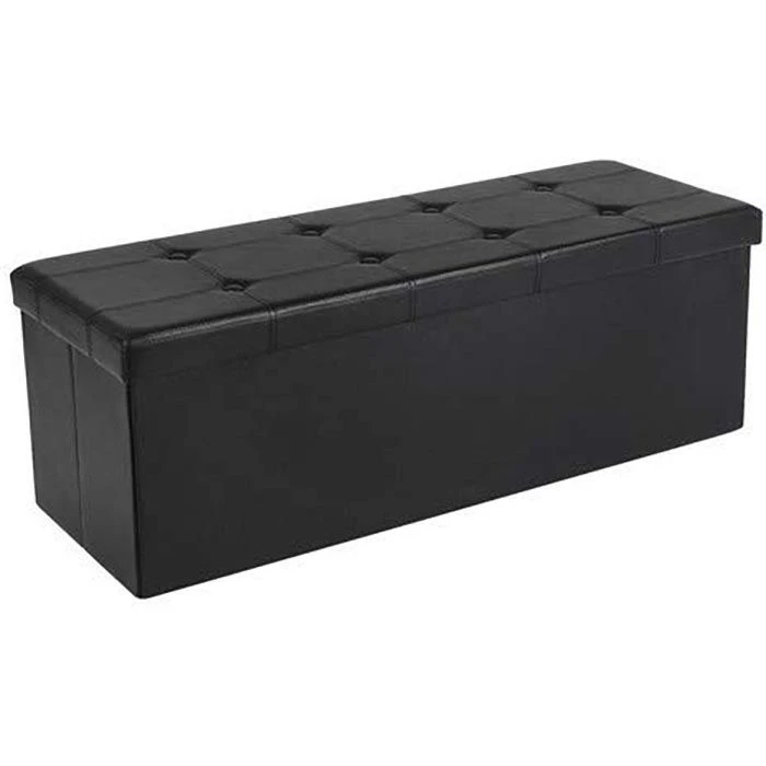 Songmics Sitztruhe Schwarz, 110 X 38 X 38cm, Mit 120L Stauraum, Kunstleder, Bis 300kg Belastbar 1 Songmics Sitztruhe Schwarz, 110 X 38 X 38cm, Mit 120L Stauraum, Kunstleder, Bis 300kg Belastbar