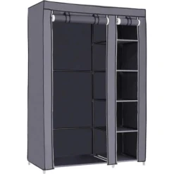 Songmics Stoffschrank XL, LSF007G, Grau, 110 X 175 X 45cm, Mit Kleiderstange