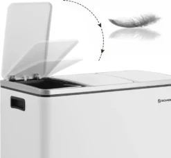 SONGMICS Mülleimer 54L Treteimer Mit 3 Fächern 3 X 18L Abfalleimer Softclose Mülltrennsystem Mit Fußpedalen Weiß LTB54WT -Songmics Verkaufsgeschäft 980c6de23dc059f90db5ecde95442e98