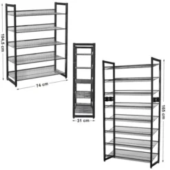 Songmics Erweiterbares Schuhregal Aus Metallgewebe Mit 5 Ebenen Für 15-20 Paar Schuhe, Schuhständer Für Flur, 74 X 104 X 30.7cm (B X H X T), Schwarz LMR005B 9 Songmics Erweiterbares Schuhregal Aus Metallgewebe Mit 5 Ebenen Für 15-20 Paar Schuhe, Schuhständer Für Flur, 74 X 104 X 30.7cm (B X H X T), Schwarz LMR005B -Songmics Verkaufsgeschäft 9826484 5