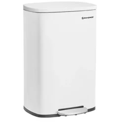Songmics Mülleimer LTB101W01, Weiß, Aus Metall, 50 Liter