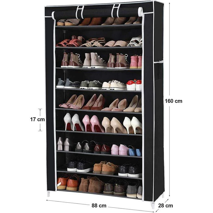Songmics Schuhschrank RXJ36H, Schwarz, Aus Stoff, Für 36 Paar, 88 X 160 X 28cm 2 Songmics Schuhschrank RXJ36H, Schwarz, Aus Stoff, Für 36 Paar, 88 X 160 X 28cm - Image 2