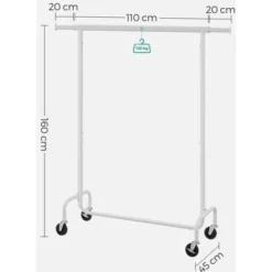 SONGMICS Kleiderständer, Garderobenständer Auf Rollen, Aus Metall 8 SONGMICS Kleiderständer, Garderobenständer Auf Rollen, Aus Metall -Songmics Verkaufsgeschäft 99477188 4