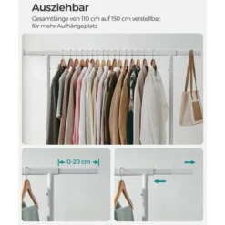 SONGMICS Kleiderständer, Garderobenständer Auf Rollen, Aus Metall 9 SONGMICS Kleiderständer, Garderobenständer Auf Rollen, Aus Metall -Songmics Verkaufsgeschäft 99477188 5