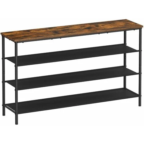 VASAGLE Schuhregal Mit 4 Ebenen, Platzsparend Für Eingangsbereich, 3 Stoffablagen, Große Oberfläche Für Taschen, Schuhablage, Metall, Industrie-Design, Vintagebraun-schwarz Von SONGMICS SBL135B01 2 VASAGLE Schuhregal Mit 4 Ebenen, Platzsparend Für Eingangsbereich, 3 Stoffablagen, Große Oberfläche Für Taschen, Schuhablage, Metall, Industrie-Design, Vintagebraun-schwarz Von SONGMICS SBL135B01 - Image 2