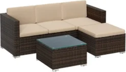 SONGMICS Lounge-Set, Balkonmöbel, Aus PE-Polyrattan, Mit Kissen Und Glastisch, Braun GGF005K03 -Songmics Verkaufsgeschäft 9af43542e24522ce3b5c530fb1a27a0d