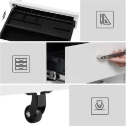 Songmics Rollcontainer OFC010W01, Metall, Weiß, Mit 2 Schüben Und Hängeregistratur, Abschließbar -Songmics Verkaufsgeschäft 9bf6cf3fbc95a28d9a1fe0c20eb5b7eda4720d06 rollcontainer songmics ofc010w01 metall weiss