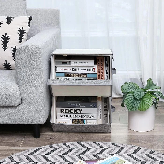 Songmics Aufbewahrungsbox RLB02GY, 25 Liter, Mit Deckel, Stoff, Hellgrau, Set 2 Stück 7 Songmics Aufbewahrungsbox RLB02GY, 25 Liter, Mit Deckel, Stoff, Hellgrau, Set 2 Stück - Image 7