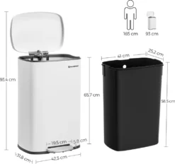 SONGMICS 50 Liter, Mülleimer Küche, Abfalleimer, , Mit Deckel, Treteimer Weiß LTB101W01 -Songmics Verkaufsgeschäft 9c4d24caaf27098acc50d0ca39ad03bf