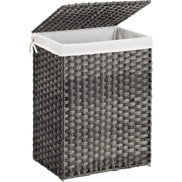 Songmics Wäschekorb LCB51WG, Grau, Mit Deckel, Aus Kunststoff, Faltbar, 46 X 60 X 33 Cm, 90 Liter 1 Songmics Wäschekorb LCB51WG, Grau, Mit Deckel, Aus Kunststoff, Faltbar, 46 X 60 X 33 Cm, 90 Liter