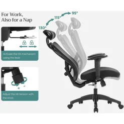 Songmics Bürostuhl OBN063B01, Schwarz, Stoff / Netz, Mit Kopfstütze, Bis 150 Kg -Songmics Verkaufsgeschäft a07596552b32a6c1f164f9f7b548af0be4ecb13d buerostuhl songmics obn063b01