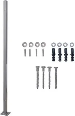 SONGMICS Standpfosten Für Markisenkasten, Haltestange, Keine Wandmontage Der Markise Erforderlich, Nur Für SONGMICS Einzel-Seitenmarkise Mit Alu-Standpfosten Geeignet, Grau GSA002
