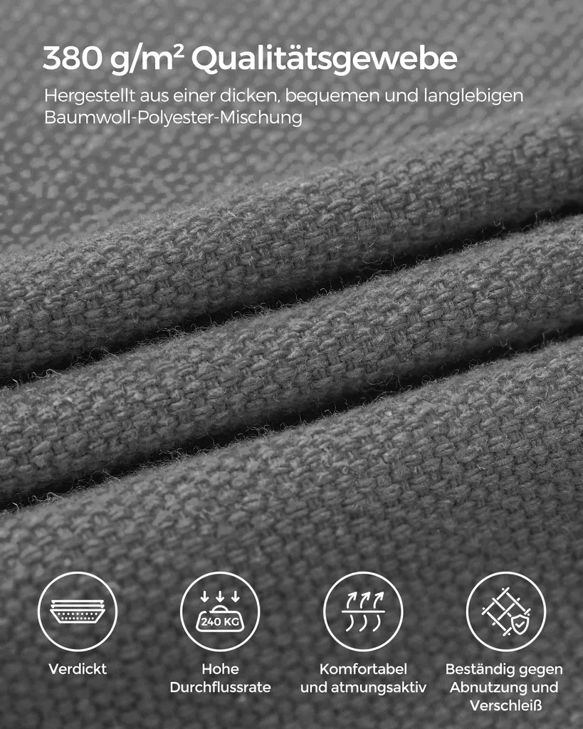 SONGMICS Hängematte Mit Gestell, 210 X 150 Cm, Auf 5 Verschiedene Höhen Verstellbar, Gestell Aus Metall, Bis 240 Kg Belastbar, Für Garten, Schwarzes Gestell Und Graue Hängematte GHS001G01 5 SONGMICS Hängematte Mit Gestell, 210 X 150 Cm, Auf 5 Verschiedene Höhen Verstellbar, Gestell Aus Metall, Bis 240 Kg Belastbar, Für Garten, Schwarzes Gestell Und Graue Hängematte GHS001G01 - Image 5