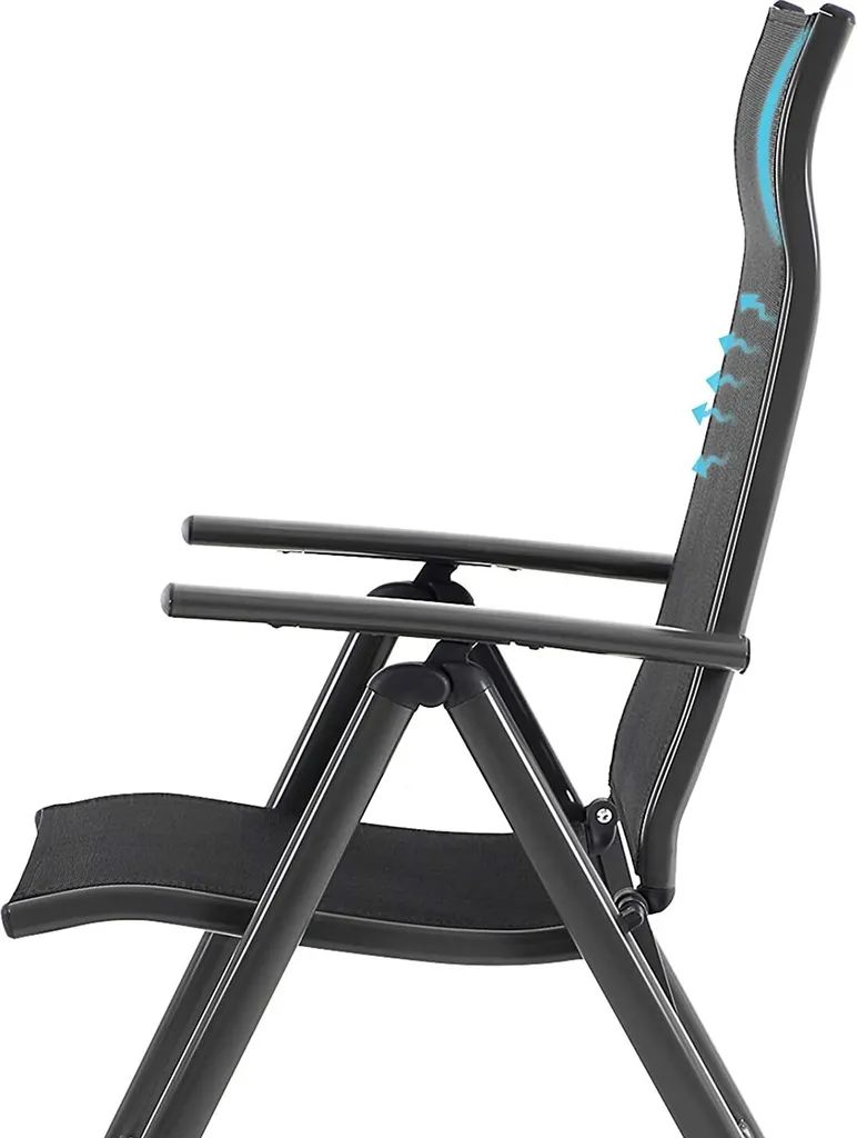 SONGMICS 4er-Set Klappbare Campingstühle, Gartenstühle, Klappstühle Mit Aluminiumgestell, 8-fach Verstellbare Rückenlehne, Max. 150 Kg Belastbar, Schwarz GCB30BK 6 SONGMICS 4er-Set Klappbare Campingstühle, Gartenstühle, Klappstühle Mit Aluminiumgestell, 8-fach Verstellbare Rückenlehne, Max. 150 Kg Belastbar, Schwarz GCB30BK - Image 6
