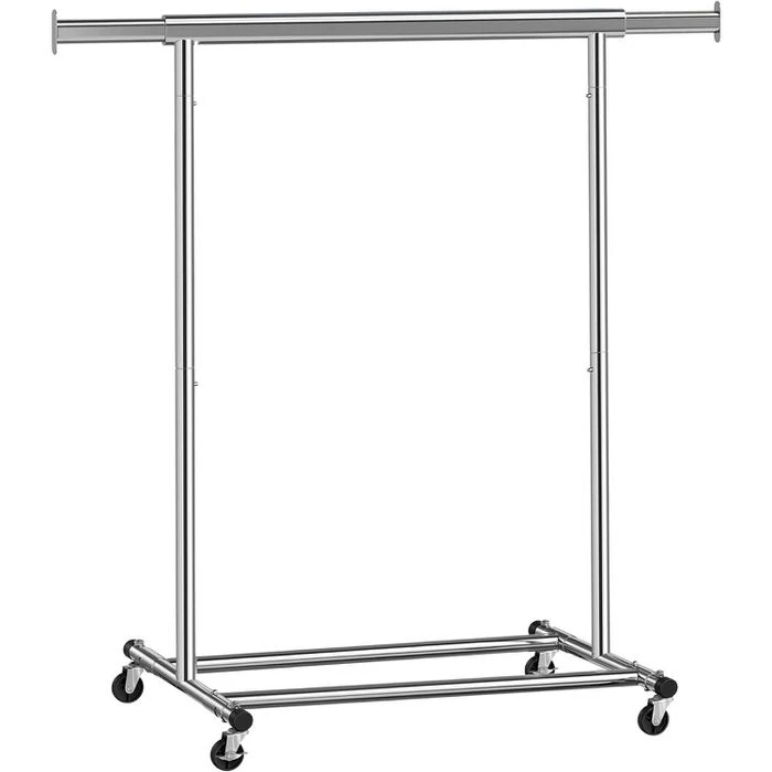 Songmics Garderobenständer HSR13S, Bis 90 Kg, Mit Rollen, Ausziehbar, Metall, Silber 1 Songmics Garderobenständer HSR13S, Bis 90 Kg, Mit Rollen, Ausziehbar, Metall, Silber
