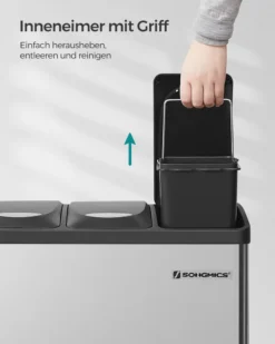 SONGMICS Mülleimer 24L, Edelstahl Abfalleimer Mit Inneneimer 3 X 8L 3-in-1Treteimer Trennsysteme LTB24L 13 SONGMICS Mülleimer 24L, Edelstahl Abfalleimer Mit Inneneimer 3 X 8L 3-in-1Treteimer Trennsysteme LTB24L -Songmics Verkaufsgeschäft af6577731375c26dc8992c16e1e52fc7