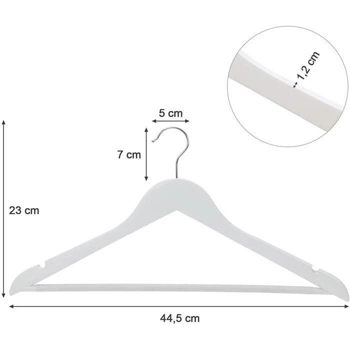 Songmics Kleiderbügel CRW03W-20, Aus Ahornholz, Weiß, 20 Stück 4 Songmics Kleiderbügel CRW03W-20, Aus Ahornholz, Weiß, 20 Stück - Image 4
