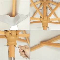 SONGMICS Sonnenschirm Für Den Balkon, 200 X 125 Cm, Rechteckiger Balkonschirm, Sonnenschutz, Schirmmast, Schirmrippen Aus Holz, Knickbar, Ohne Ständer, Garten, Outdoor, Beige GPU26BE -Songmics Verkaufsgeschäft b317cb3dd4227c94bfbad1dd2949c2e5