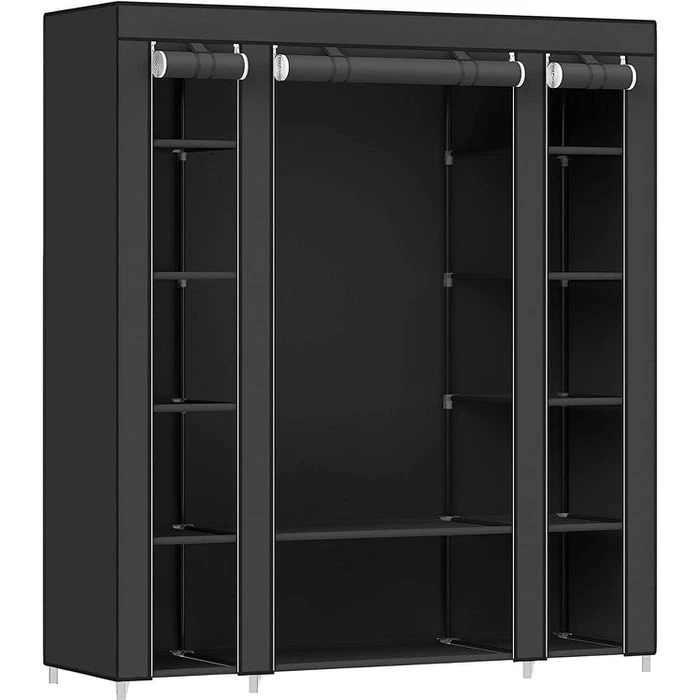 Songmics Stoffschrank XXL, LSF03H, Schwarz, 150 X 175 X 45cm, Mit Kleiderstange 1 Songmics Stoffschrank XXL, LSF03H, Schwarz, 150 X 175 X 45cm, Mit Kleiderstange