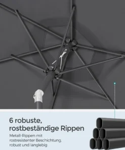 SONGMICS Sonnenschirm 210 Cm, UPF 50+, Beidseitig Um 30° Knickbar, Sonnenschutz, Mit Kurbel Zum Öffnen/Schließen, Grau GPU202G01 -Songmics Verkaufsgeschäft b3656390fb4f013e1bf43acfeee618c4