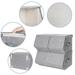 Songmics Aufbewahrungsbox RLB12GY, 21 / 43 Liter, Mit Deckel, Stoff, Hellgrau, Set 4-teilig -Songmics Verkaufsgeschäft b41b8396979801c18df911ad69af296a44f85bfa aufbewahrungsbox songmics rlb12gy 21 43 liter