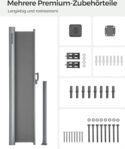 SONGMICS Alu Seitenmarkise, Ausziehbar, 160 X 400 Cm, Aus Polyester (280 G/m²), Markise, Sichtschutz, Sonnenschutz, Blickdicht, Seitenrollo, Für Balkon, Terrasse, Garten, Hellgrau ASG164G03 8 SONGMICS Alu Seitenmarkise, Ausziehbar, 160 X 400 Cm, Aus Polyester (280 G/m²), Markise, Sichtschutz, Sonnenschutz, Blickdicht, Seitenrollo, Für Balkon, Terrasse, Garten, Hellgrau ASG164G03 -Songmics Verkaufsgeschäft b42432c36d9e492283695f222121ef6e