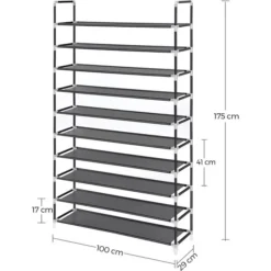 Songmics Schuhregal Für 50 Paar, Aus Metall, 100 X 175 X 29cm, 10 Etagen, Schwarz 15 Songmics Schuhregal Für 50 Paar, Aus Metall, 100 X 175 X 29cm, 10 Etagen, Schwarz -Songmics Verkaufsgeschäft b6ed55ede22553d2b8b92c96e07e4b0b985e38af schuhregal songmics fuer 50 paar aus metall