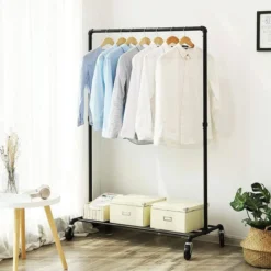 Songmics Garderobenständer HSR61BK, Bis 90 Kg, Mit Rollen, Metall, Schwarz -Songmics Verkaufsgeschäft bc48851c97b9407b9b03c275e421978b63b73f18 garderobenstaender songmics hsr61bk bis 90 kg