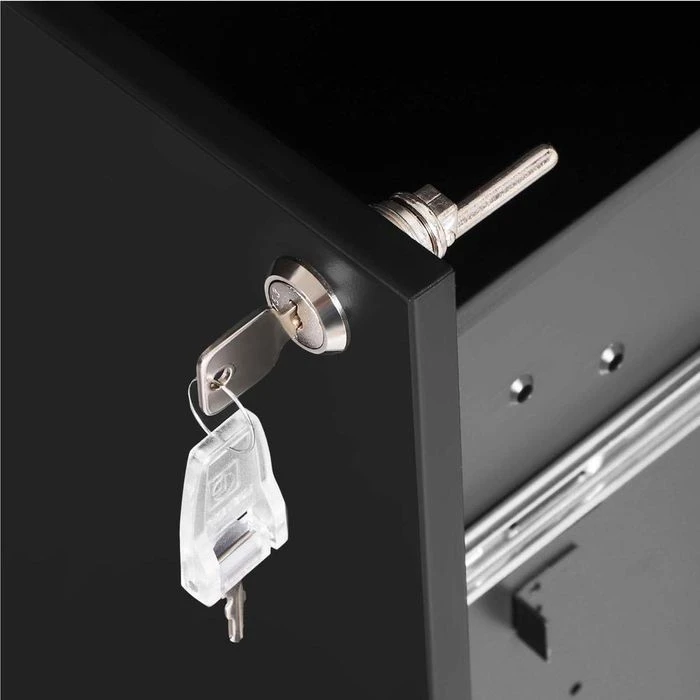 Songmics Rollcontainer OFC63BK, Metall, Schwarz, Mit 3 Schüben, Abschließbar 5 Songmics Rollcontainer OFC63BK, Metall, Schwarz, Mit 3 Schüben, Abschließbar - Image 5