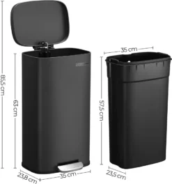 SONGMICS Mülleimer, 30 L Abfalleimer Mit Pedal, Treteimer Mit Inneneimer Aus Kunststoff, Für Die Küche, Klappdeckel, Softclose, Geruchsdicht Und Hygienisch, Schwarz LTB03BK -Songmics Verkaufsgeschäft be1ebcec107e13859dd22bf97679e76c