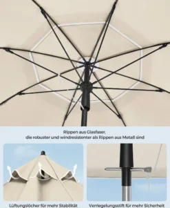 SONGMICS Sonnenschirm 160 Cm, Sonnenschutz UPF 50+, Beidseitig Um 30° Knickbar, Höhenverstellbar, Mit Tragetasche, Ohne Ständer, Beige GPU60WTV1 -Songmics Verkaufsgeschäft c0578d14c43f70b842da05aa4e272b59