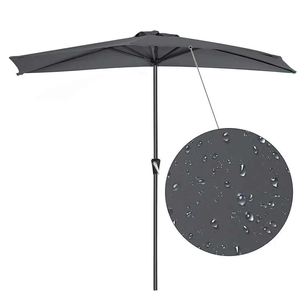 SONGMICS Sonnenschirm Ø 270cm Halbrund Sonnenschutz Bis UPF 50+ Balkonschirm Mit Kurbel Terrassenschirm Ohne Ständer Grau GPU31GY 5 SONGMICS Sonnenschirm Ø 270cm Halbrund Sonnenschutz Bis UPF 50+ Balkonschirm Mit Kurbel Terrassenschirm Ohne Ständer Grau GPU31GY - Image 5