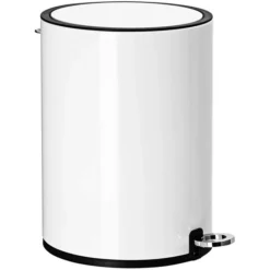 Songmics Mülleimer LTB11WT, Weiß, Kosmetikeimer, Aus Edelstahl, 3 Liter