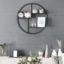 Songmics Wandregal LFS01BK, Schwarz, Schwarz, 3 Böden, 55 Cm (Ø), Aus Metall -Songmics Verkaufsgeschäft c1435da1d3ebe676a195673097e7d4b26825e25f wandregal songmics lfs01bk schwarz