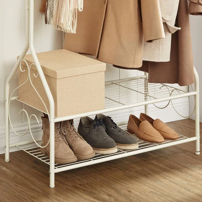 Songmics Garderobenständer HSR07W, Mit Schuhablage, Metall, Weiß 7 Songmics Garderobenständer HSR07W, Mit Schuhablage, Metall, Weiß - Image 7