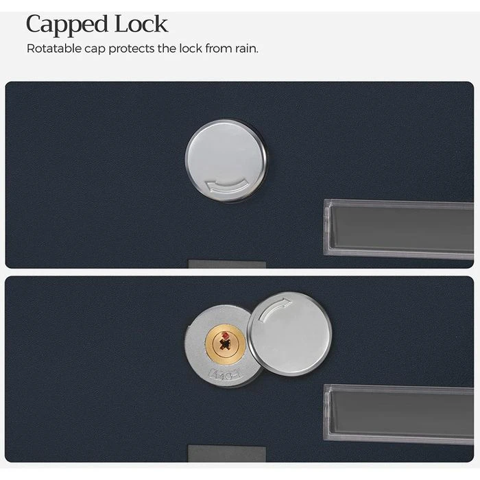 SONGMICS Briefkasten GMB20AG, Anthrazit, Stahl, 31 X 33 X 10cm, Sichtfenster, Zeitungsfach 6 SONGMICS Briefkasten GMB20AG, Anthrazit, Stahl, 31 X 33 X 10cm, Sichtfenster, Zeitungsfach - Image 6