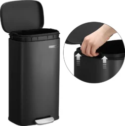 SONGMICS Mülleimer, 30 L Abfalleimer Mit Pedal, Treteimer Mit Inneneimer Aus Kunststoff, Für Die Küche, Klappdeckel, Softclose, Geruchsdicht Und Hygienisch, Schwarz LTB03BK -Songmics Verkaufsgeschäft c346c68be43baaa75201dba2f27b9a69