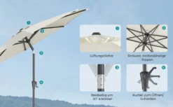 SONGMICS Sonnenschirm 300 Cm, UPF 50+, Beidseitig Um 30° Knickbar, Sonnenschutz, Mit Kurbel Zum Öffnen/Schließen, Beige GPU30BE 16 SONGMICS Sonnenschirm 300 Cm, UPF 50+, Beidseitig Um 30° Knickbar, Sonnenschutz, Mit Kurbel Zum Öffnen/Schließen, Beige GPU30BE -Songmics Verkaufsgeschäft c417c813dd068eb8712f808818f921c6