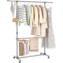 Songmics Garderobenständer LLR401, Mit Rollen, Ausziehbar, Metall, Silber / Grau -Songmics Verkaufsgeschäft c48560c32e472f2656e87d4382160f230a9c8c62 garderobenstaender songmics llr401