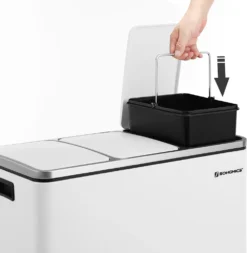 SONGMICS Mülleimer 54L Treteimer Mit 3 Fächern 3 X 18L Abfalleimer Softclose Mülltrennsystem Mit Fußpedalen Weiß LTB54WT -Songmics Verkaufsgeschäft c4bf0e3f4de3301947f6074174dd7c55