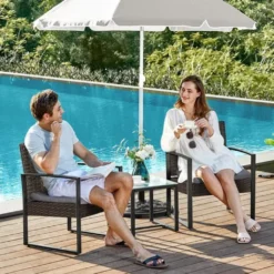 SONGMICS Balkonmöbel, Aus PE-Polyrattan, Lounge-Set, Tisch Und 2 Stühle, GGF010G05 -Songmics Verkaufsgeschäft c4d31764005d3a8c5d2b33ee66612bf7